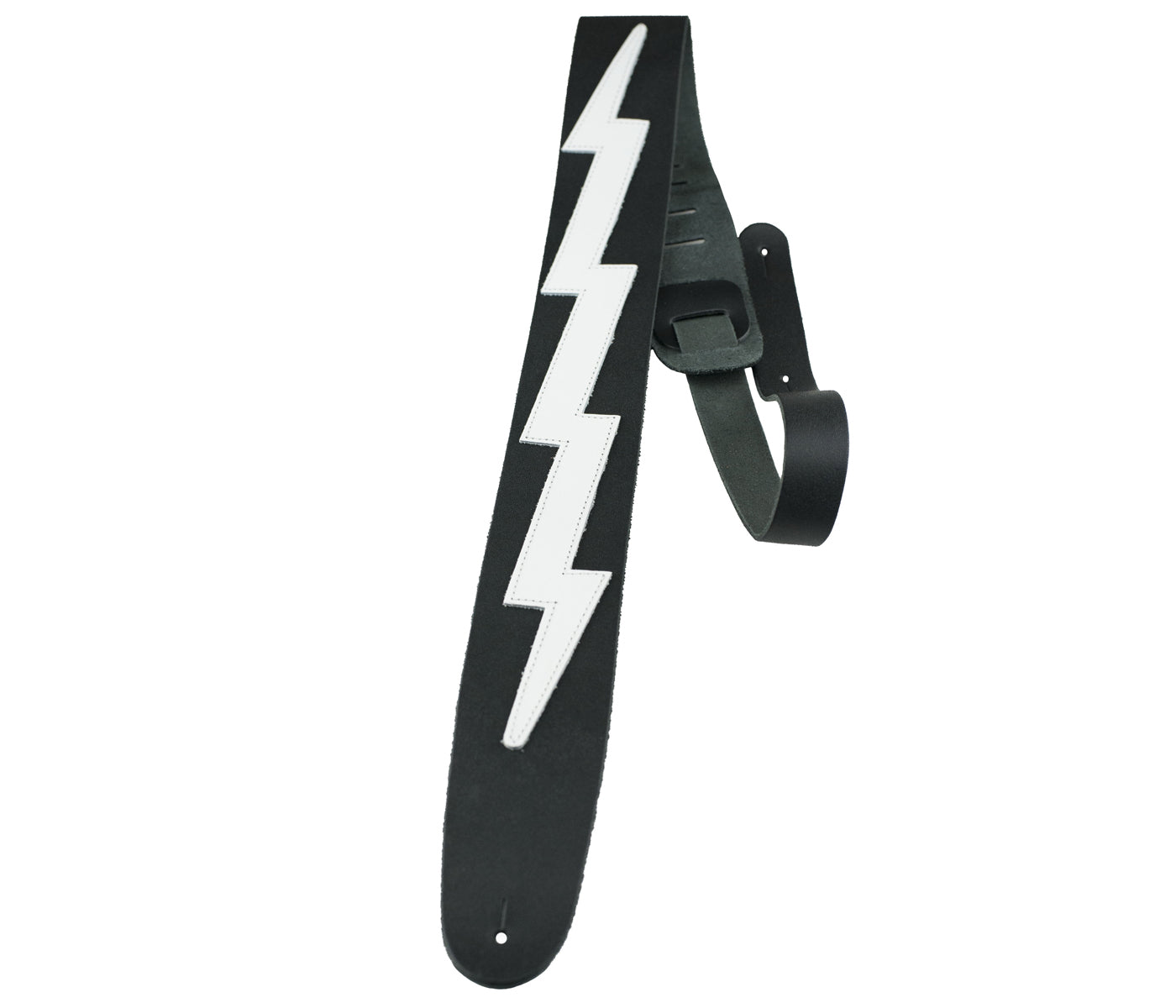 Black / White Famous Guitar Strap with Lightning Bolt