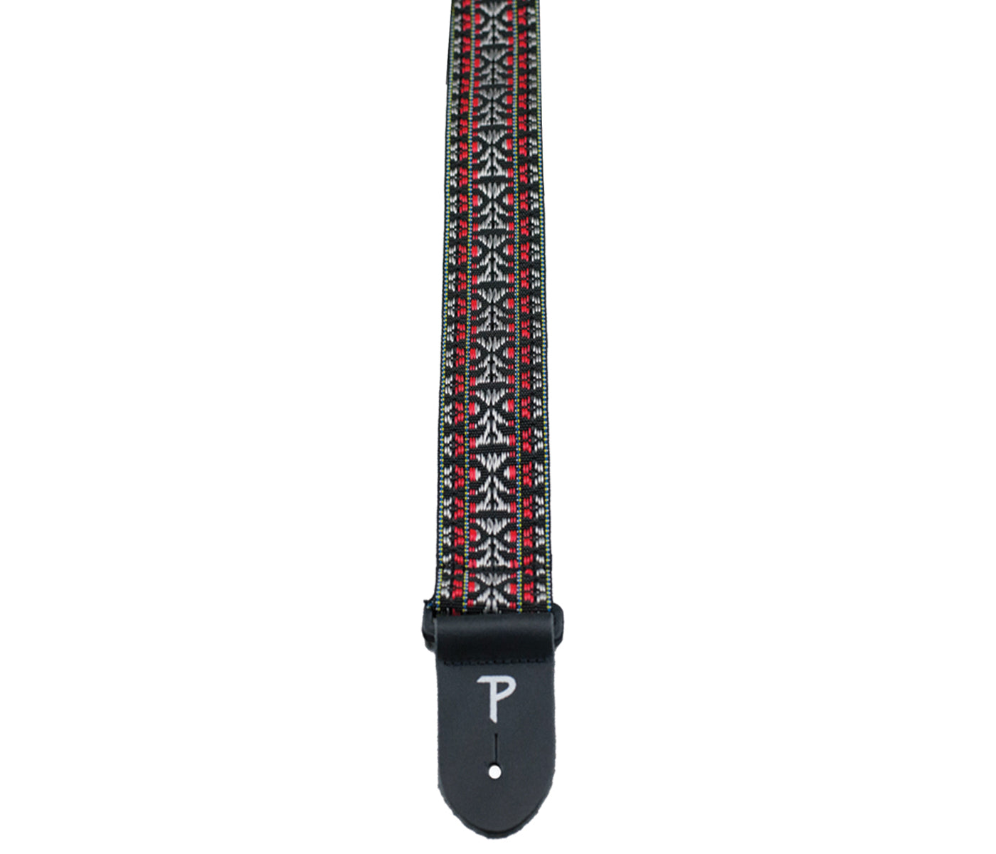 Silver / Red Retro Hootenanny Poly Guitar Strap