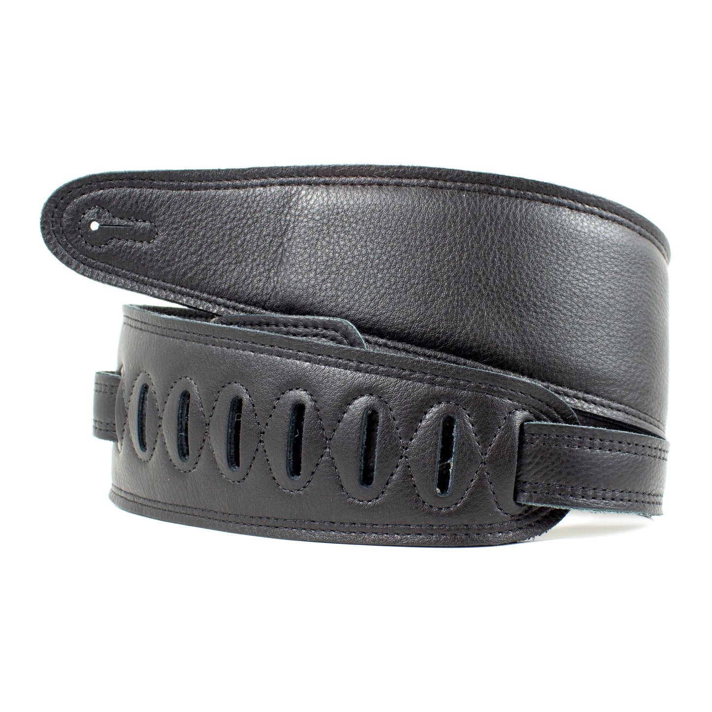 Black Padded Leather Guitar Strap