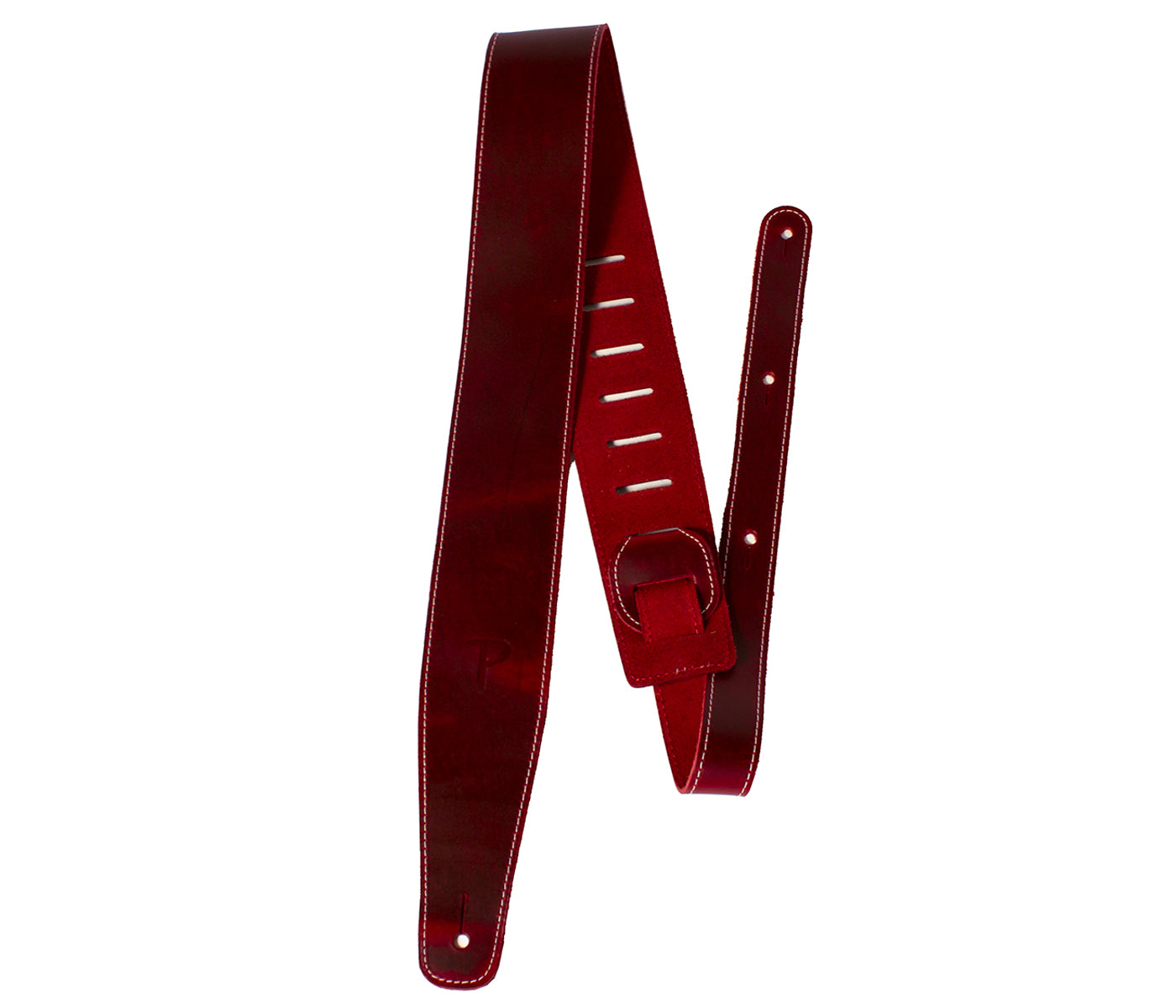 Red Baseball Leather Guitar Strap