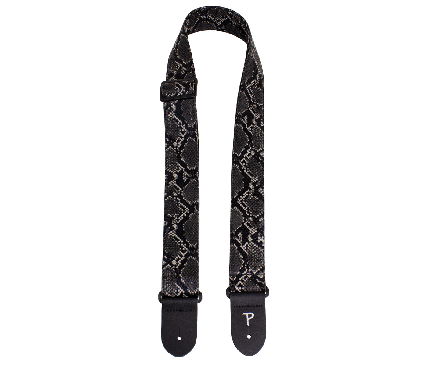 Black Faux Snake Skin Guitar Strap with Triglide