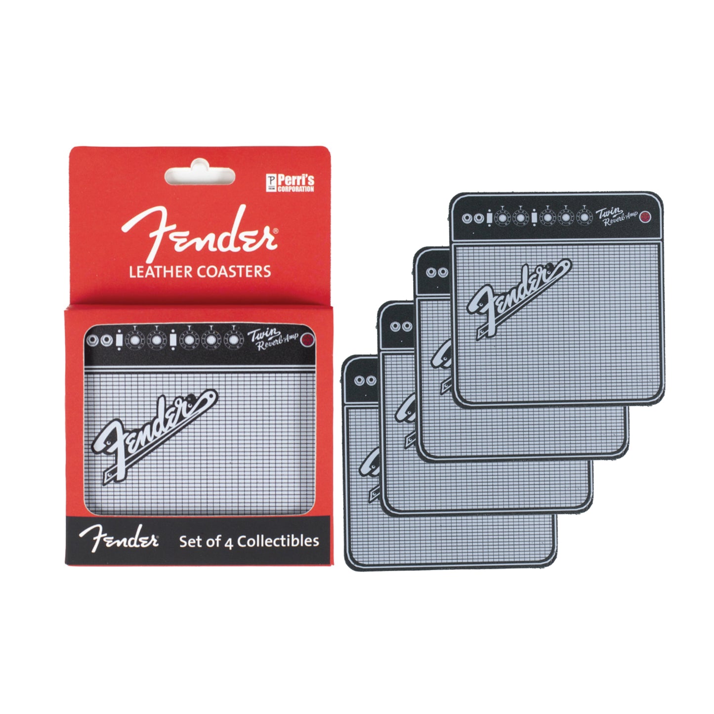 FENDER AMPS LEATHER COASTERS