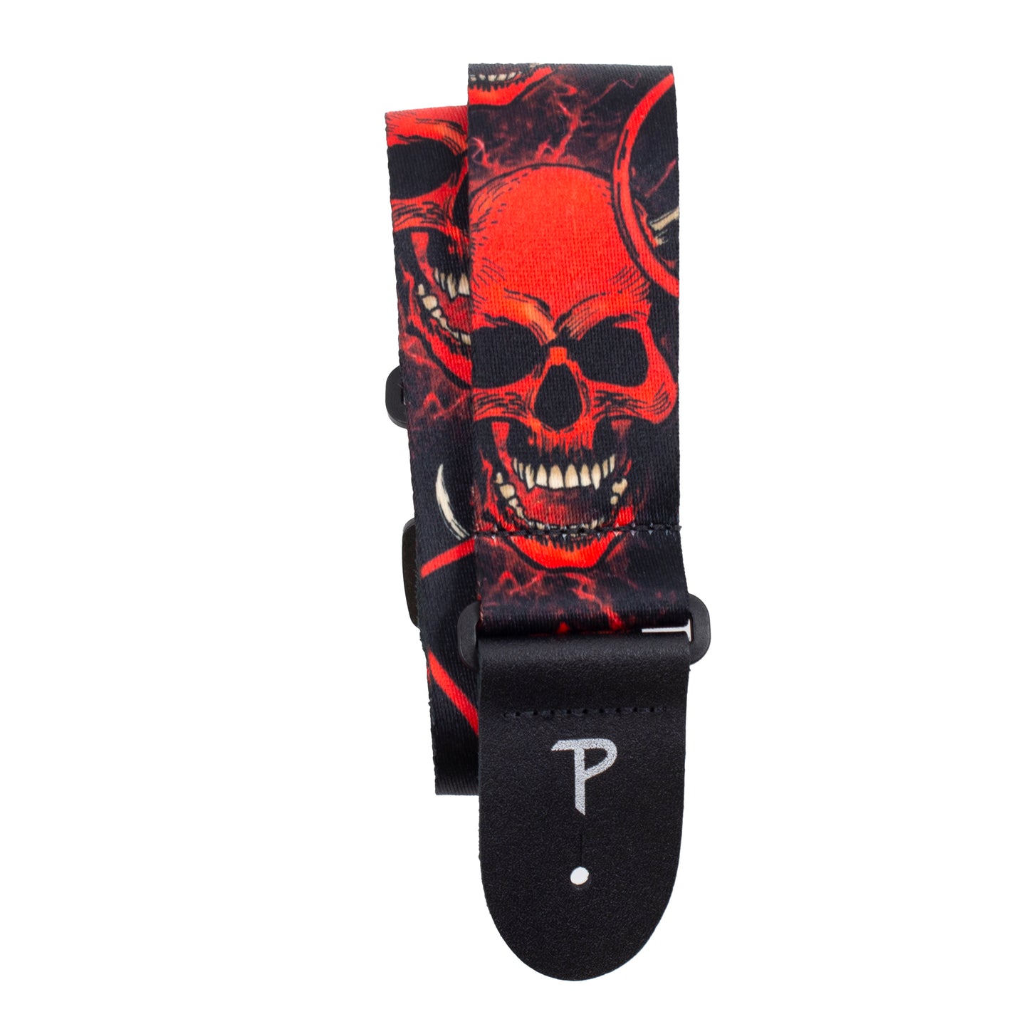 RED DEVIL SKULLS DESIGN POLYESTER GUITAR STRAP
