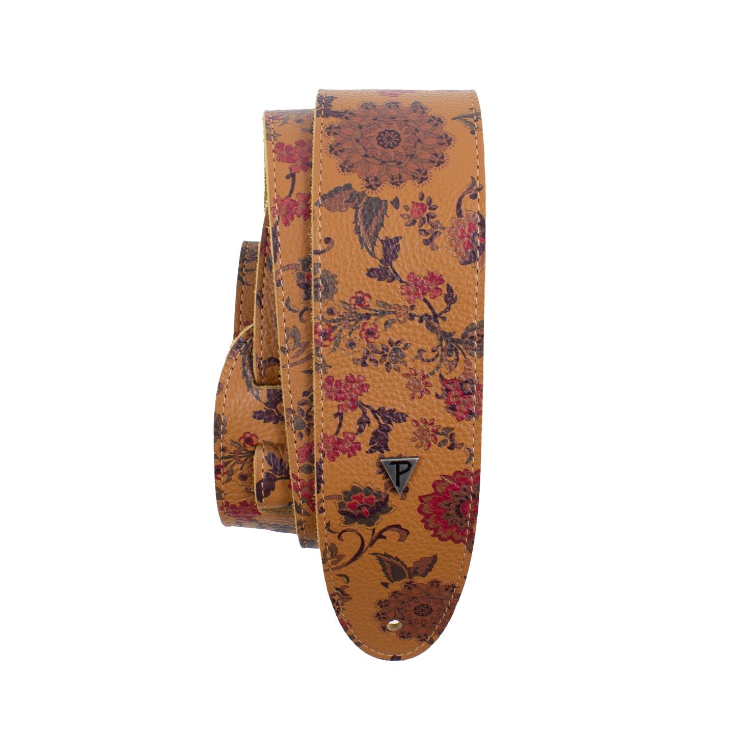 THE BOHO SERIES: DIRECT TO GARMENT LEATHER JACOBEAN PRINT Guitar Strap