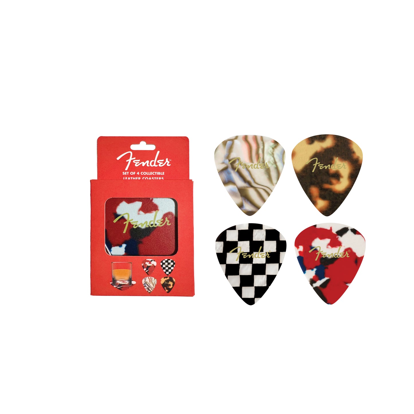 FENDER PICK SHAPED LEATHER COASTERS