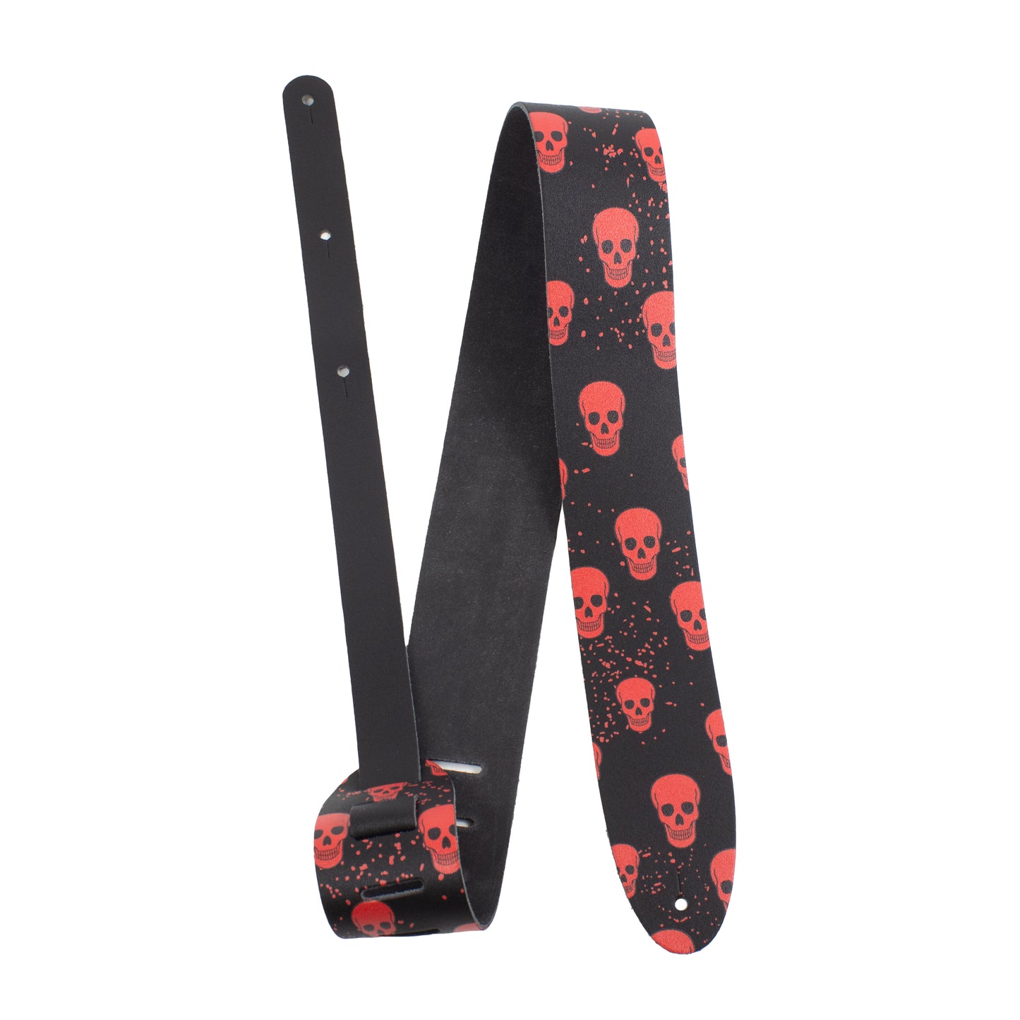 DIRECT TO LEATHER RED SKULL PRINT Guitar Strap