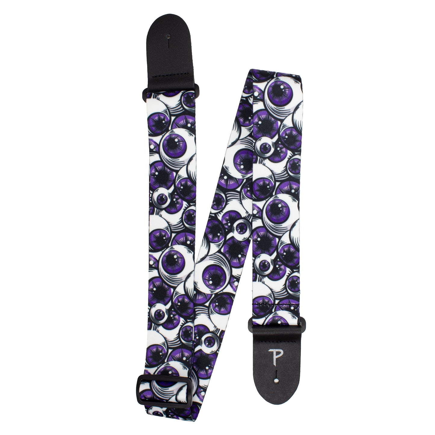 PURPLE EYEBALLS DESIGN POLYESTER GUITAR STRAP