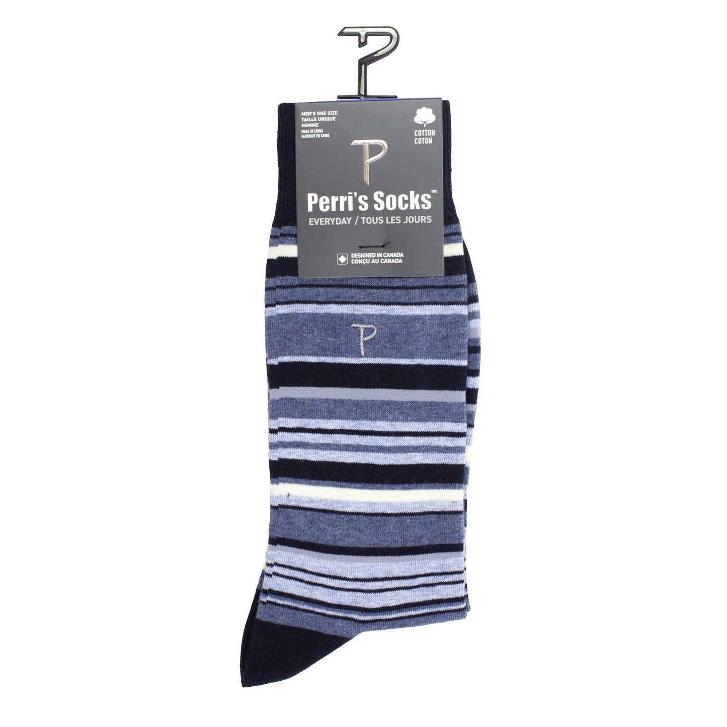 PERRI’S SOCKS™ EVERYDAY MEN'S MULTI STRIPES CREW, 1PAIR