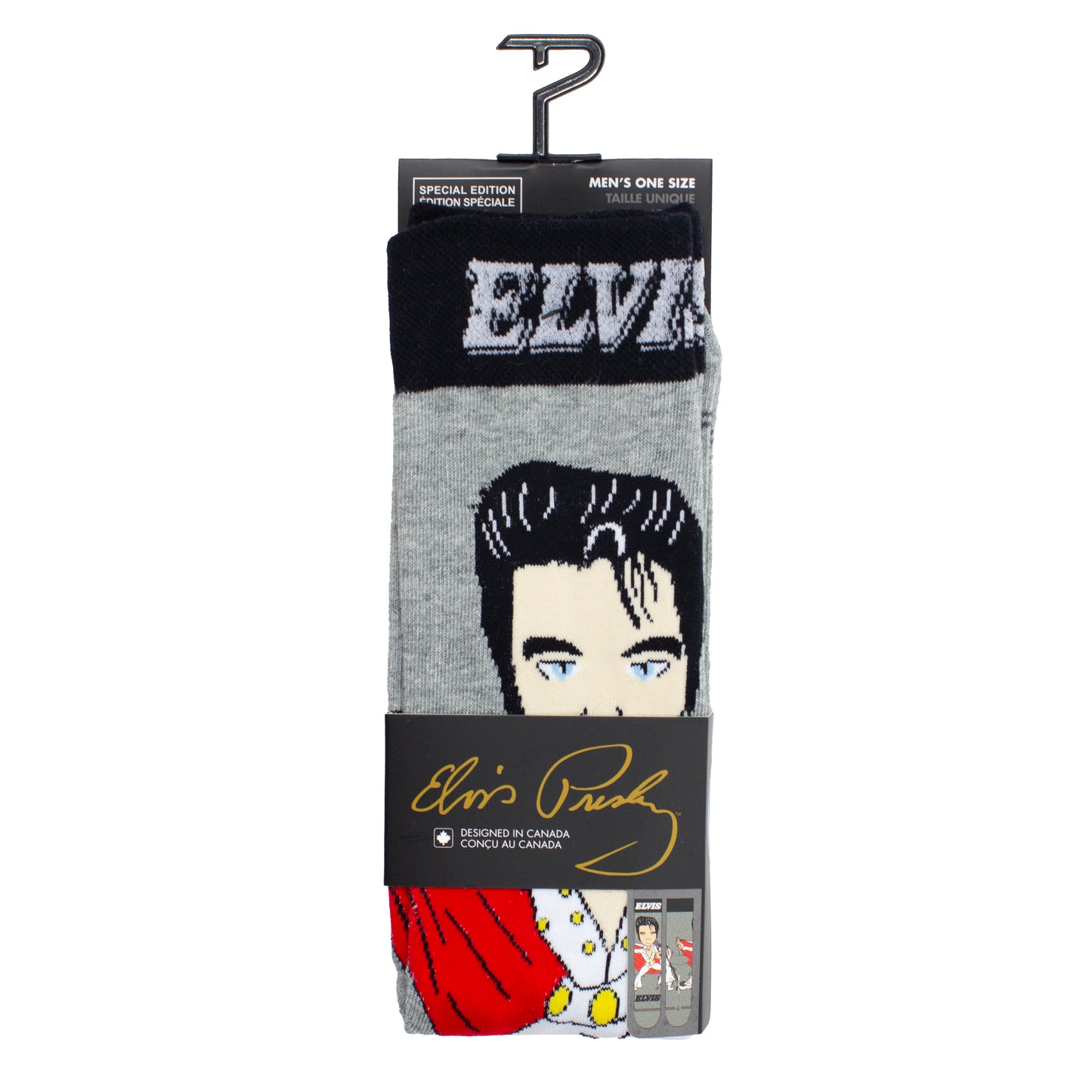 ELVIS WHITE SUIT CAPE CARTOON SOCKS, 1 PAIR