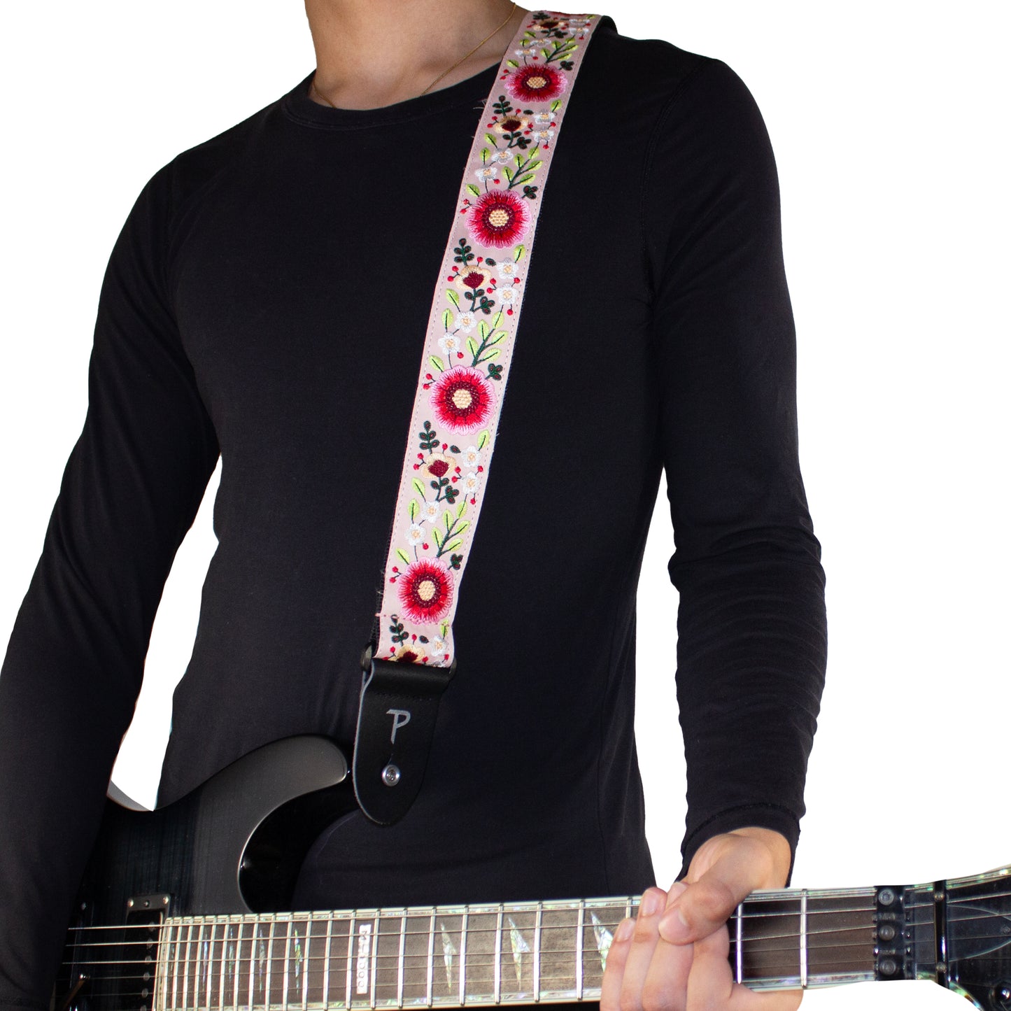 MULTI COLOUR FLORAL GARDEN JACQUARD GUITAR STRAP