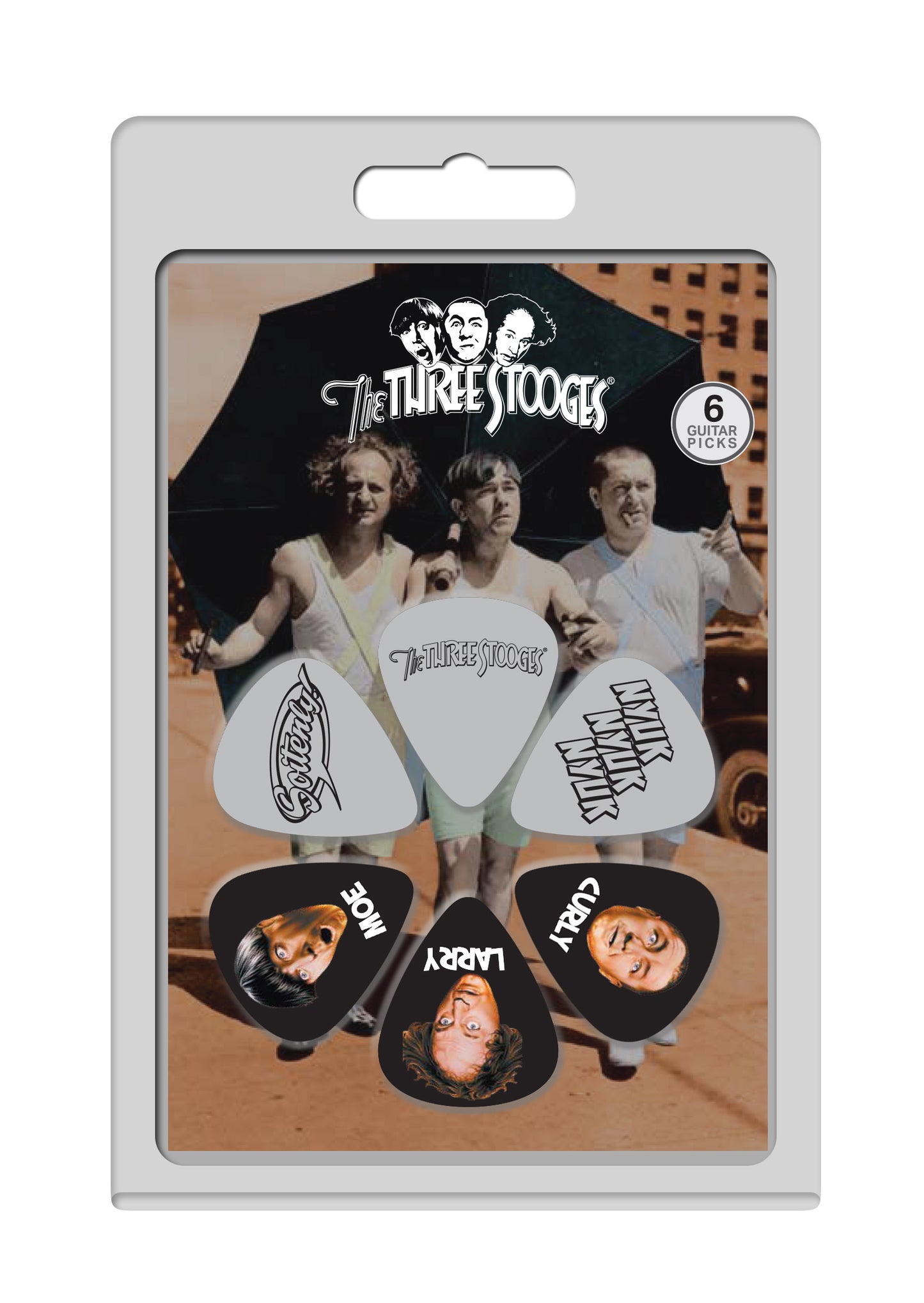 THE THREE STOOGES 6 PACK OFFICIAL LICENSING GUITAR PICKS