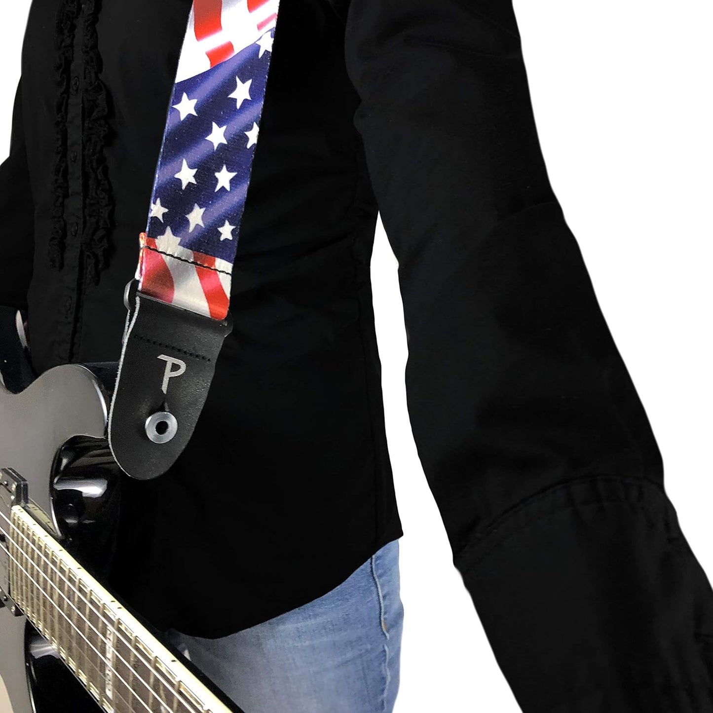 USA WAVING FLAG DESIGN POLYESTER GUITAR STRAP