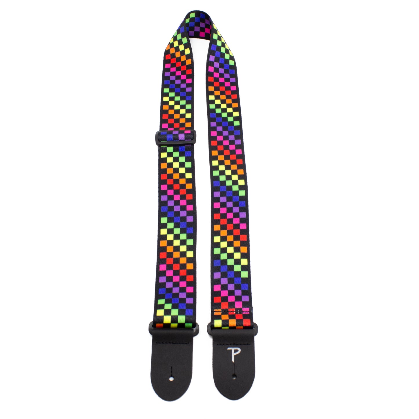 CHECKER RAINBOW DESIGN POLYESTER GUITAR STRAP