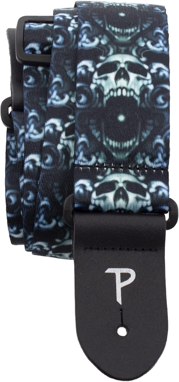 DAVID BOLLT SCREAMING SKULLS POLYESTER GUITAR STRAP