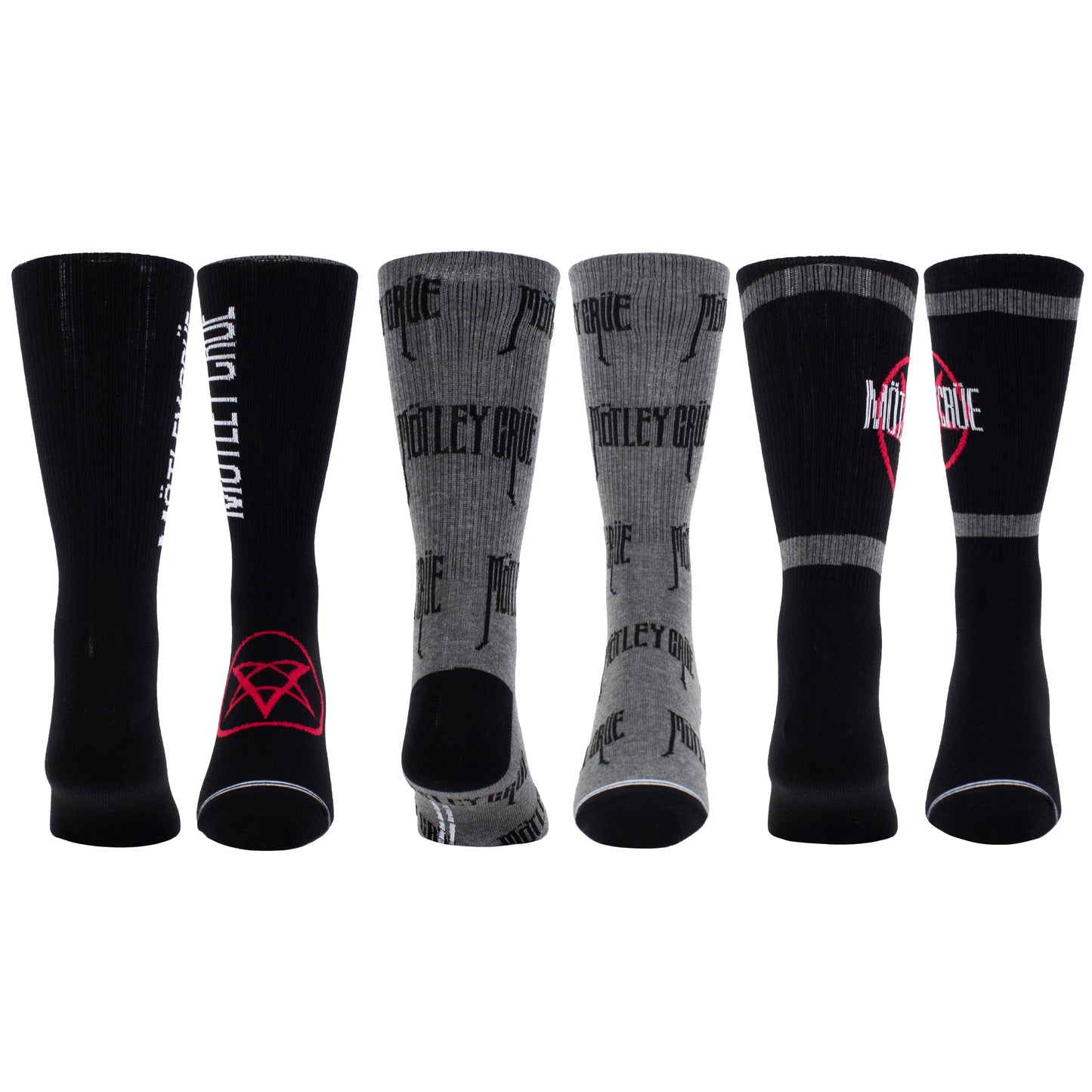 MÖTLEY CRÜE ASSORTED Knit Crew Socks, 3PAIR