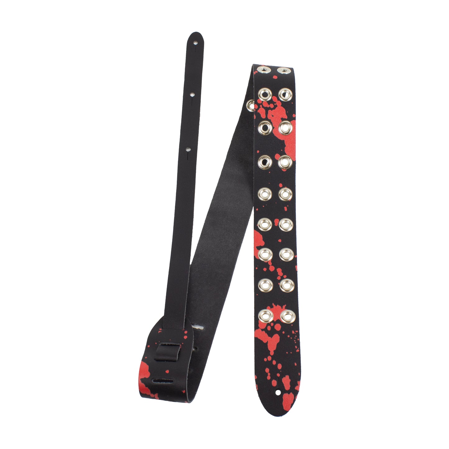 DIRECT TO LEATHER BLOOD SPLATTER DESIGN PRINT Guitar Strap with Grommets