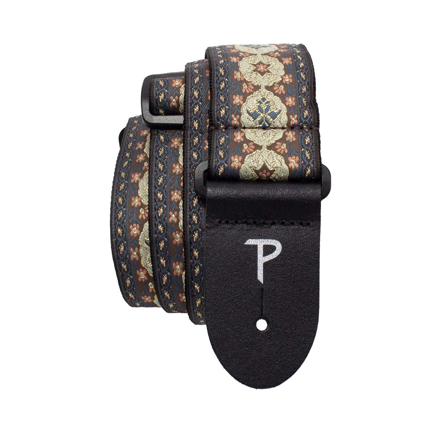 CHOCOLATE BROWN ORNATE JACQUARD GUITAR STRAP
