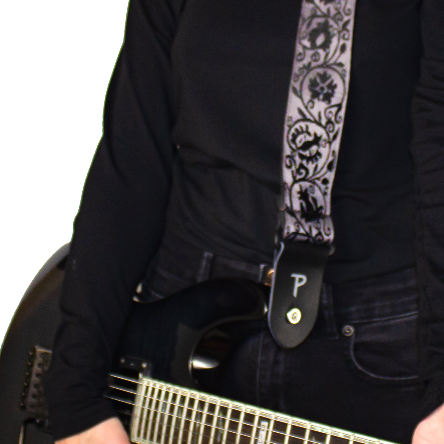 BLACK LACE DESIGN JACQUARD GUITAR STRAP