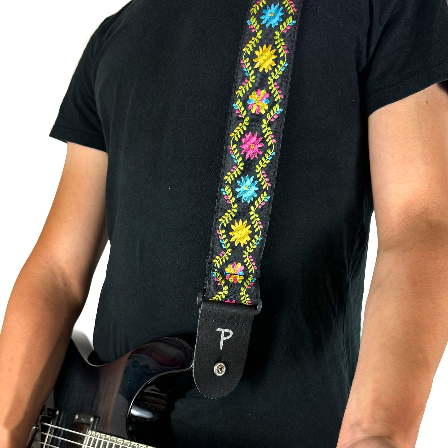 GEOMETRIC FLORAL JACQUARD GUITAR STRAP