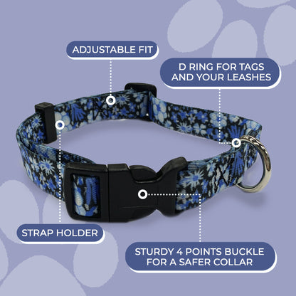 perri's pet products, dog collar, blue floral