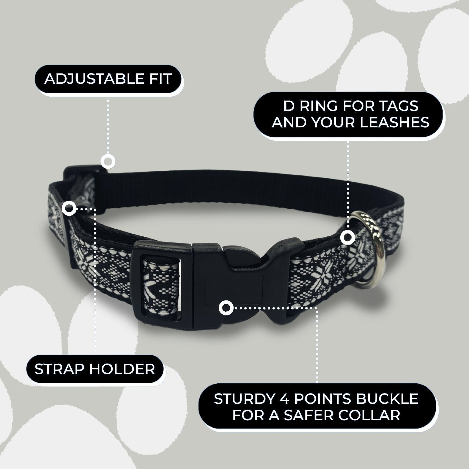 Perri's Pet Products, dog collar, winter blizzard jacquard