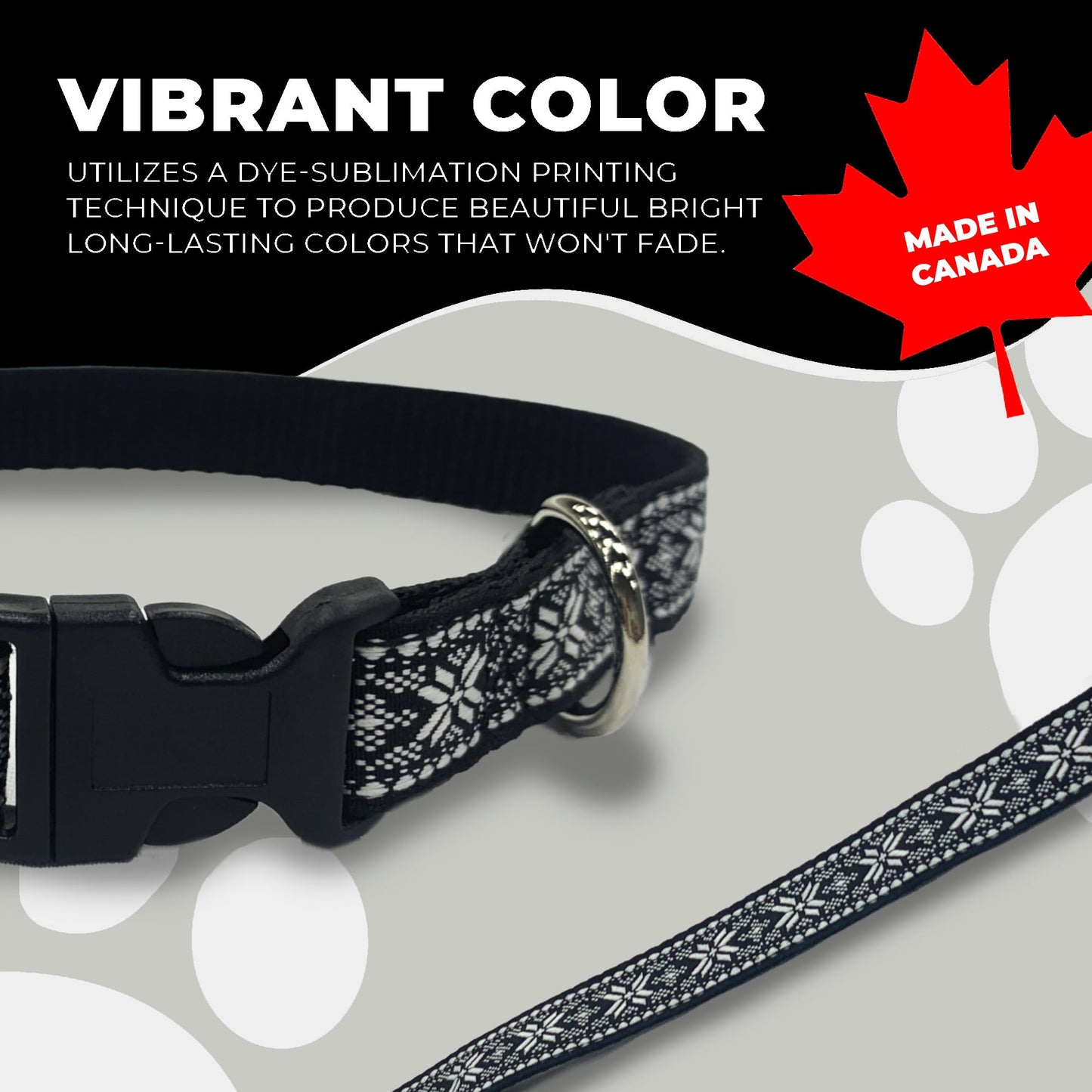 Perri's Pet Products, dog collar, winter blizzard jacquard