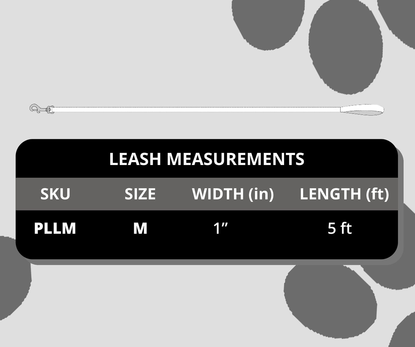 Perri's Pet Products, dog leash, braided black leather, size chart