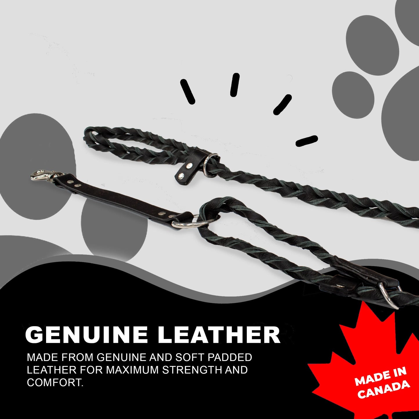 Perri's Pet Products, dog leash, braided black leather