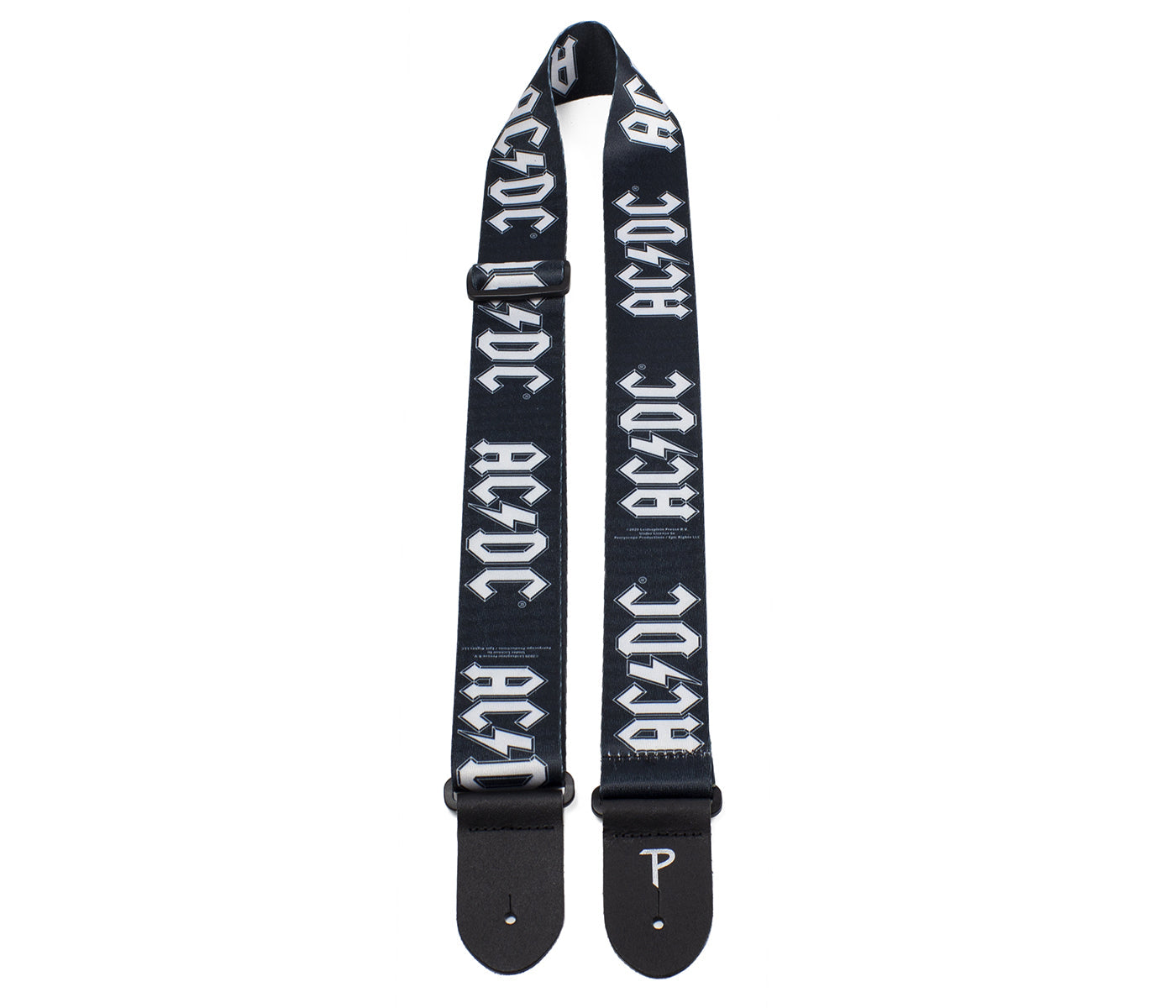 Official Licensing AC/DC White Logo On Black Polyester Guitar Strap.