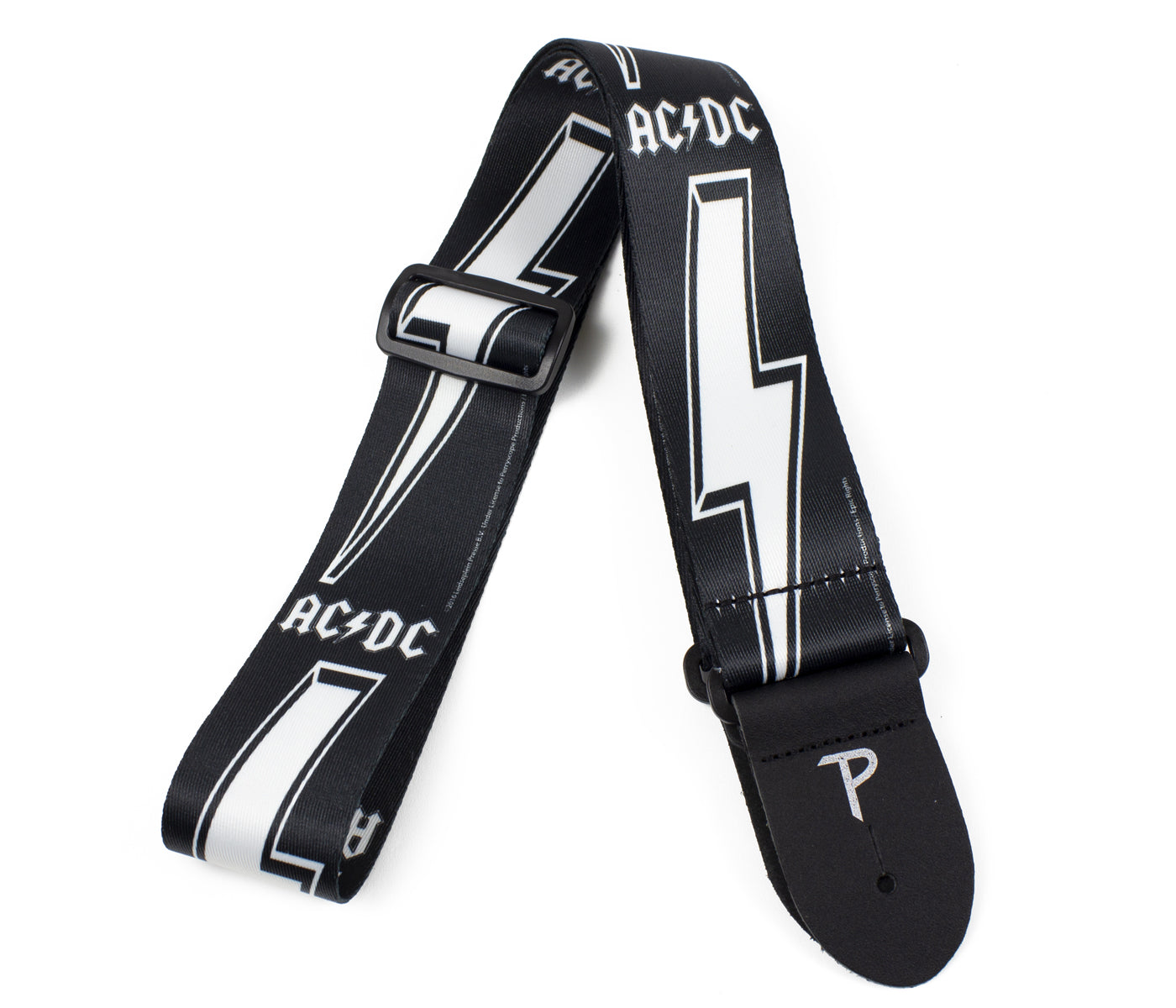 Official Licensing AC/DC White Logo And Bolt On Black Polyester Guitar Strap