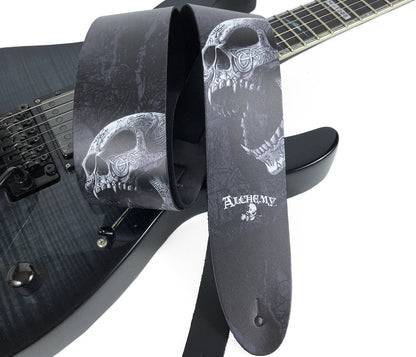 Alchemy Berserker Skull Printed Leather Guitar Strap