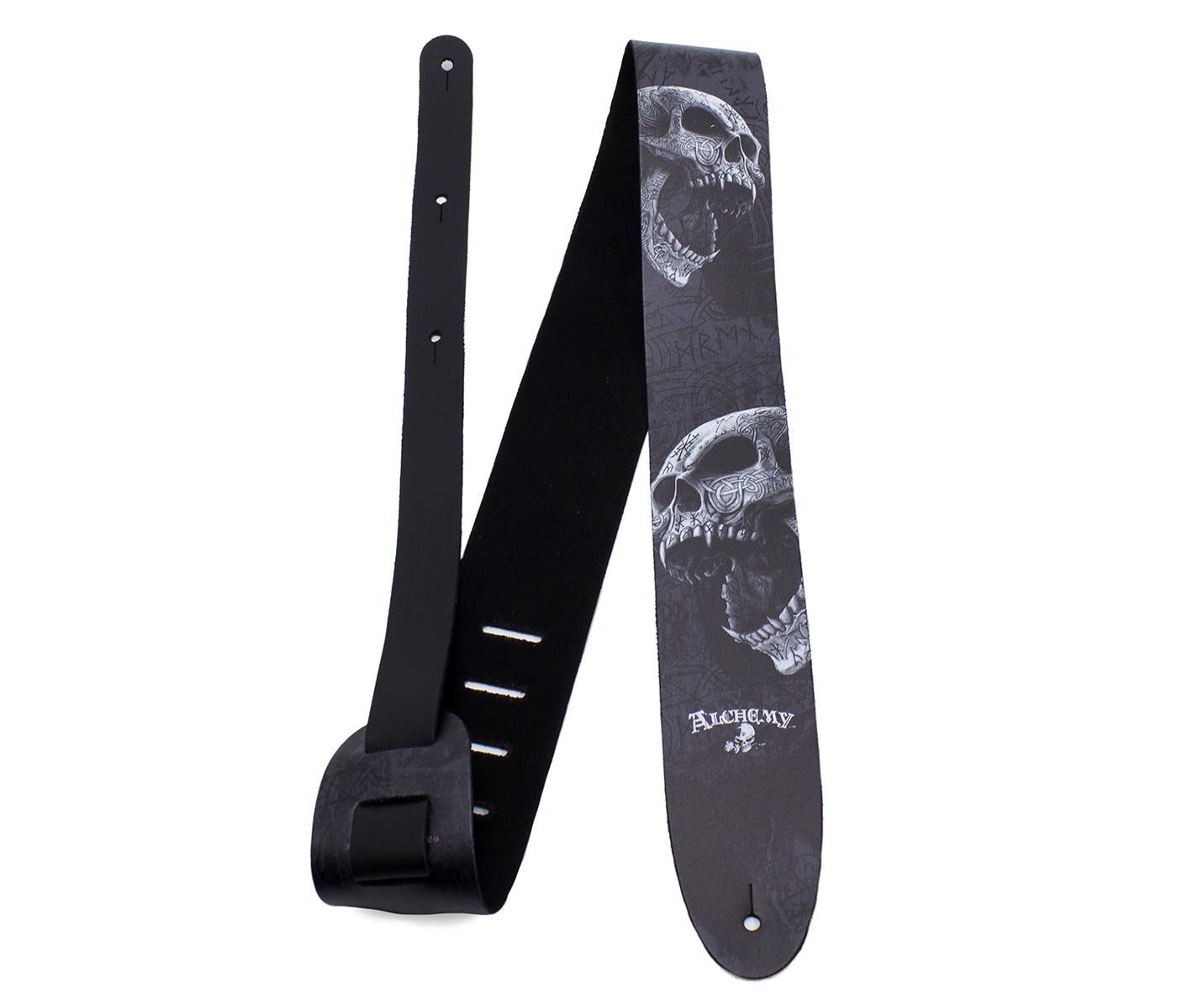 Alchemy Berserker Skull Printed Leather Guitar Strap