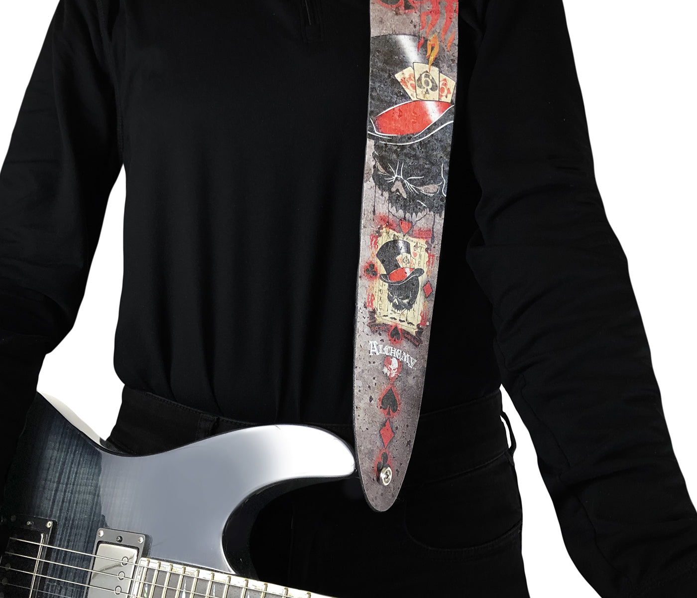 Alchemy Dead Draw Printed Leather Guitar Strap