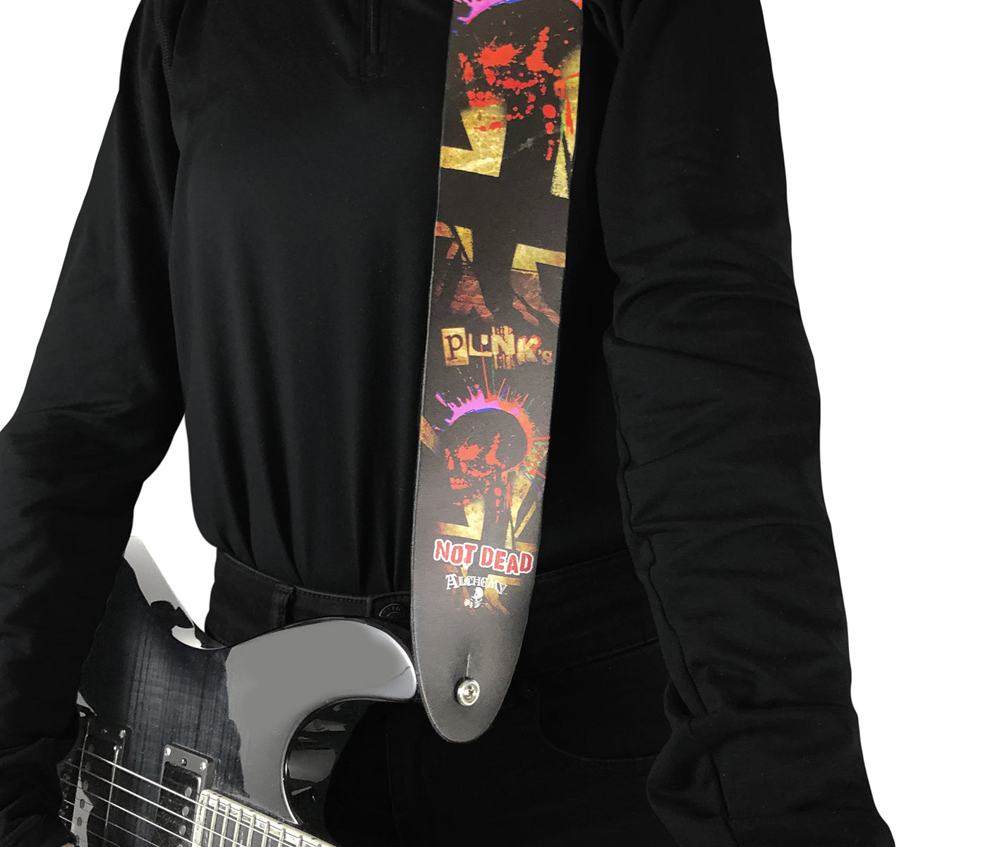 Alchemy Punk’s Not Dead Printed Leather Guitar Strap