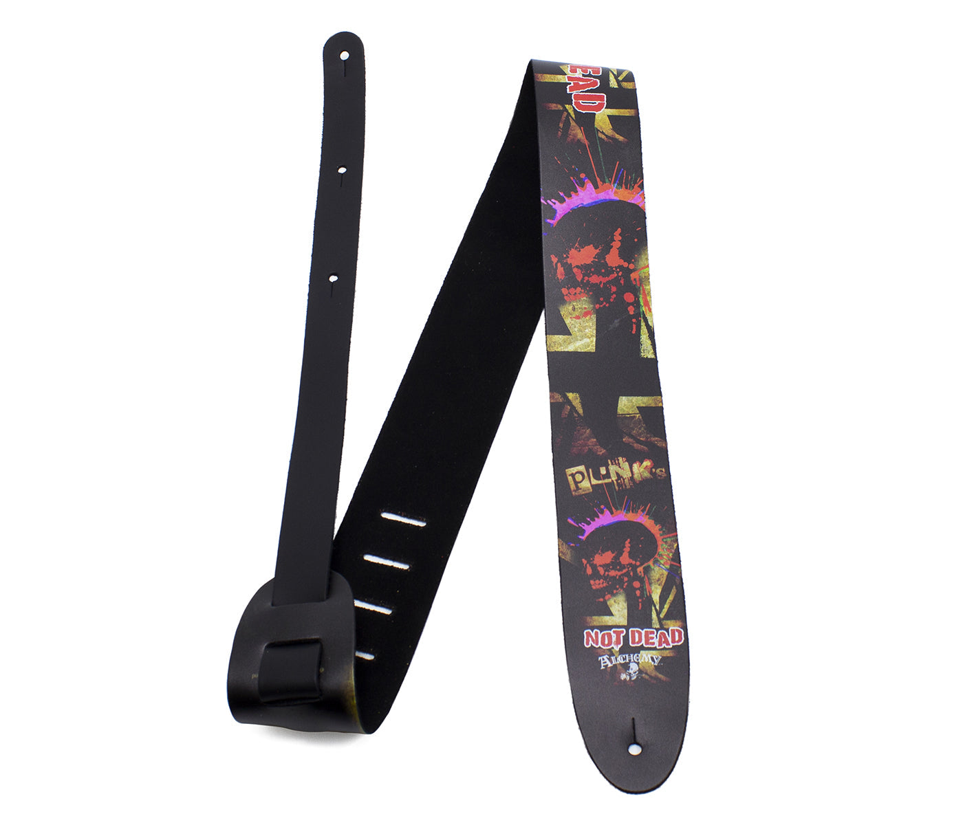 Alchemy Punk’s Not Dead Printed Leather Guitar Strap