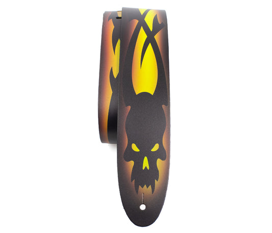 Tribal Skull Printed Leather Guitar Strap