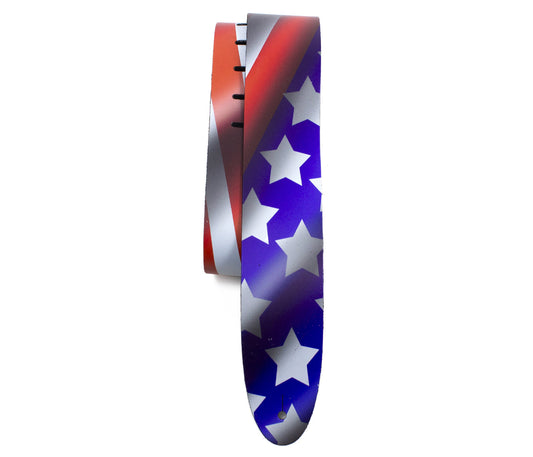 USA Flag Printed Leather Guitar Strap