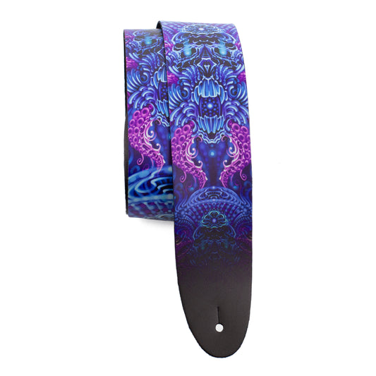 DAVID BOLLT ELECTRIC DEEP PRINTED LEATHER GUITAR STRAP