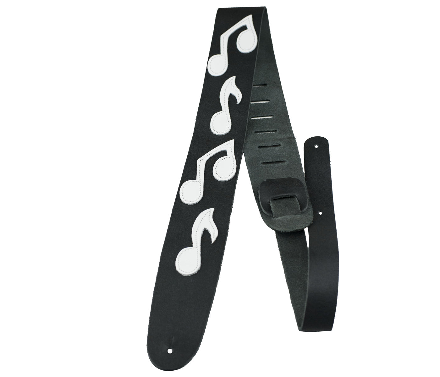 2.5 Black / White Famous Guitar Strap with Musical Notes