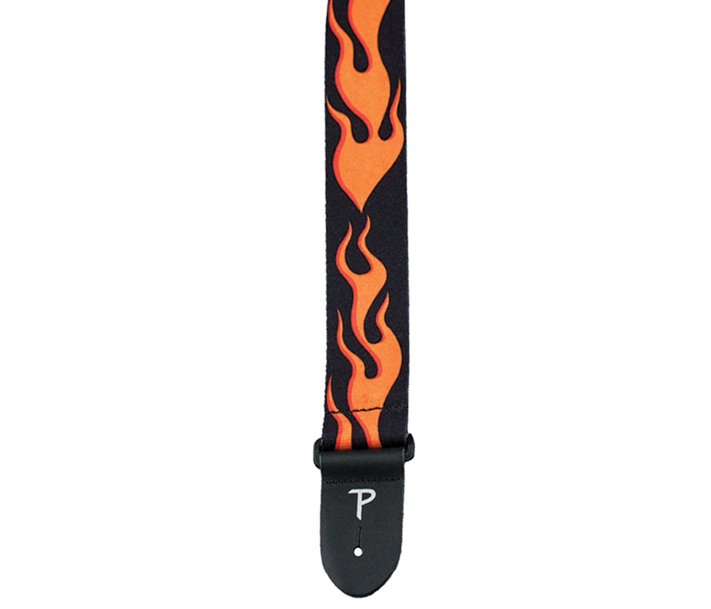 2 Orange Flames Design on Polyester Guitar Strap