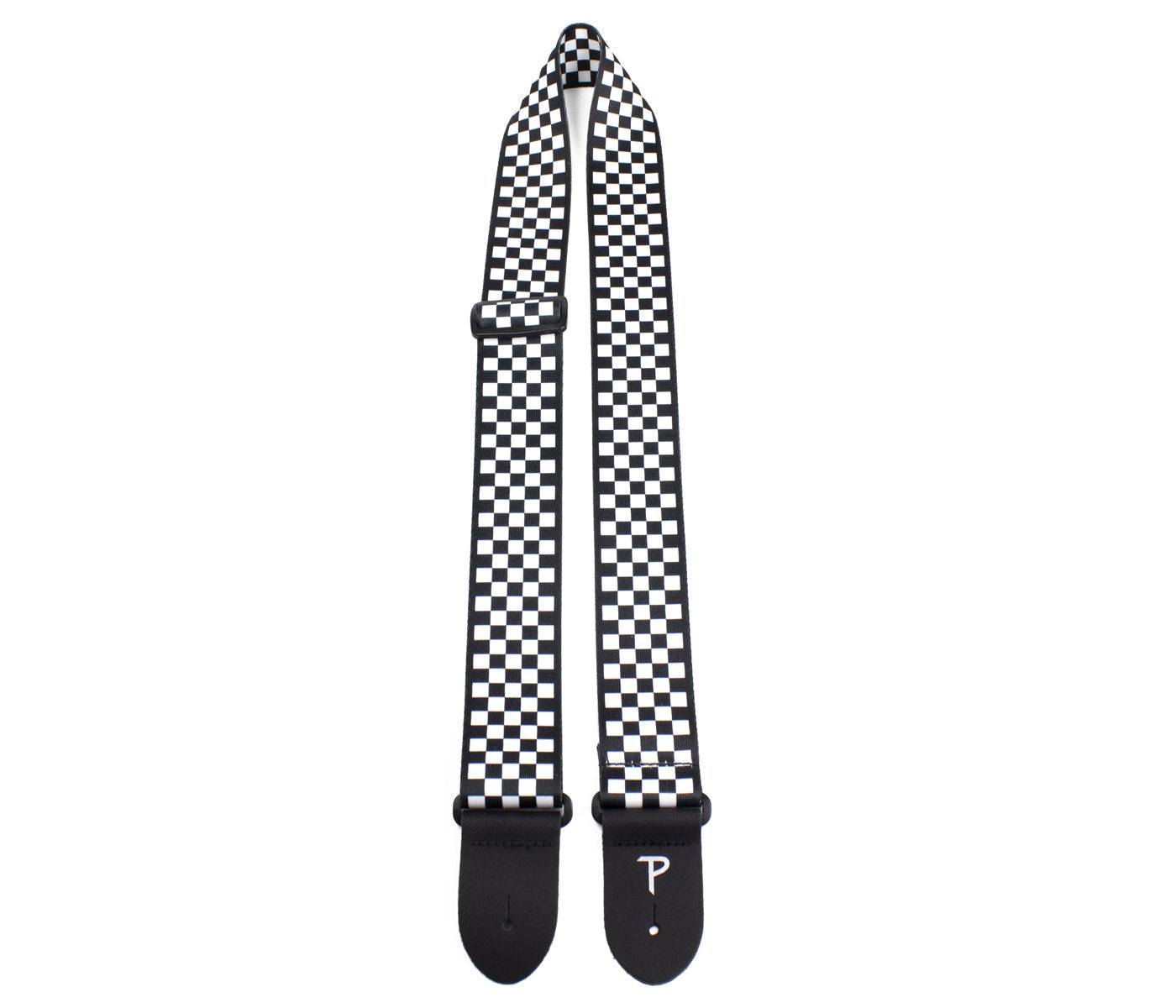 2 Black / White Checker Design on Polyester Guitar Strap