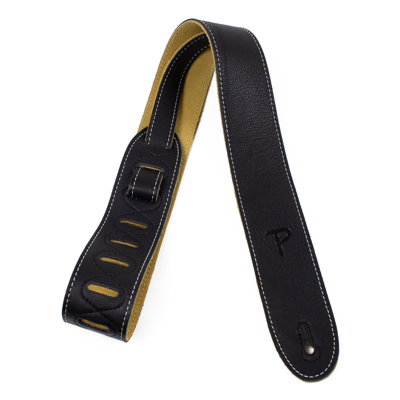 Italian Leathers Black Guitar Strap