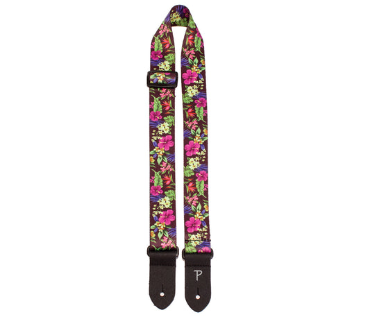 1.5 wide Multi Colored Luau Floral Design on Polyester Ukulele Strap