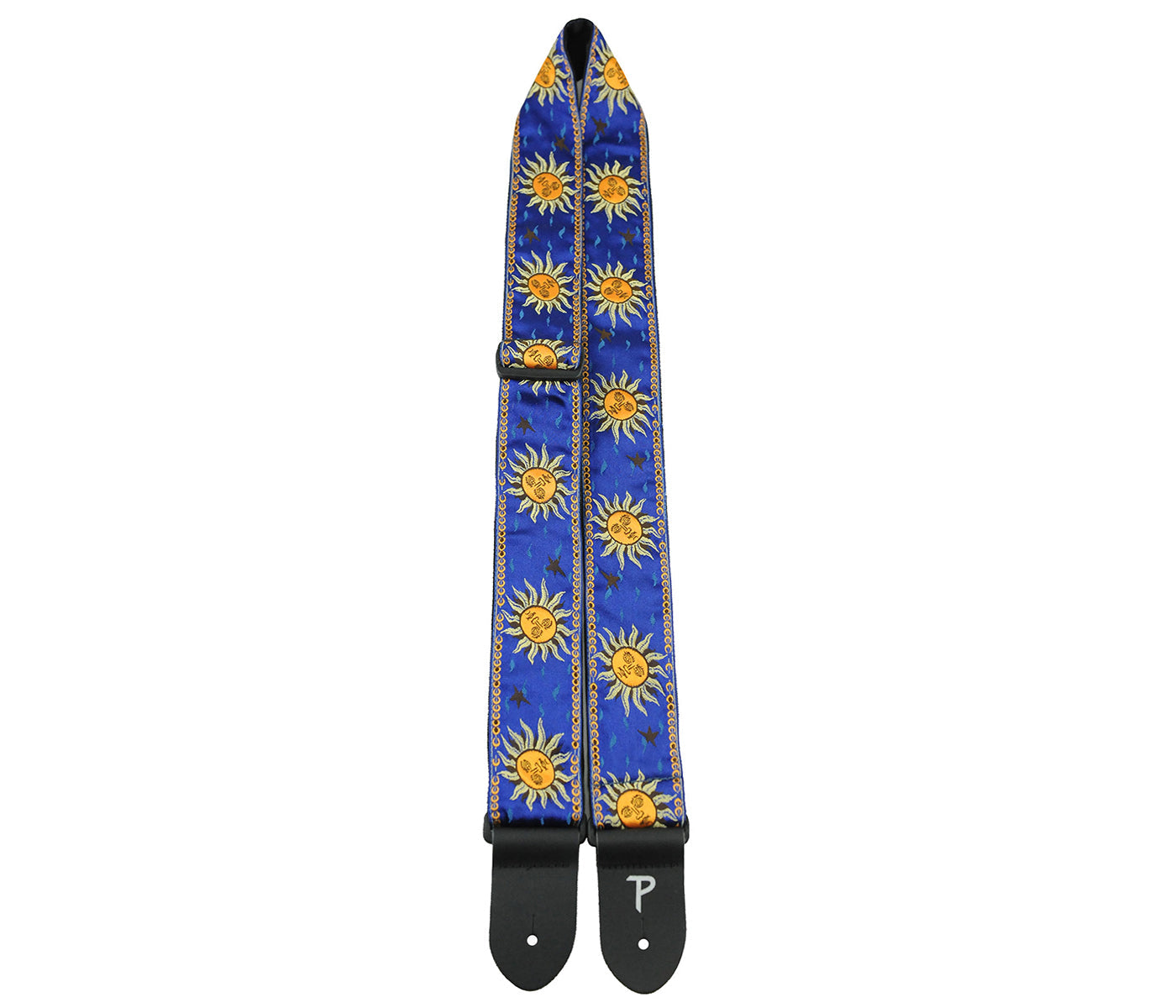 2 Yellow Suns On Royal Blue Jacquard with Leather Ends