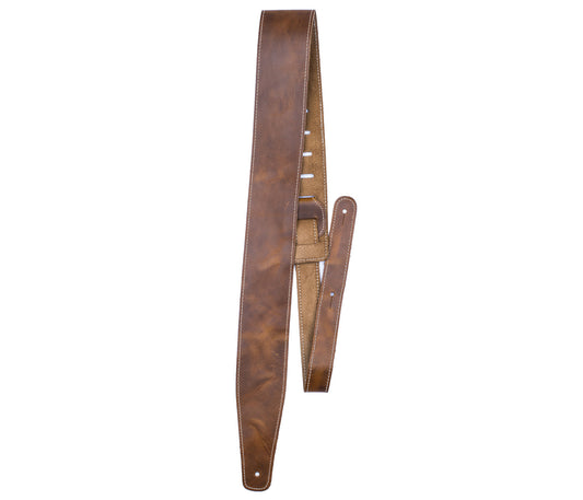 2.5 Tan Baseball Leather Guitar Strap