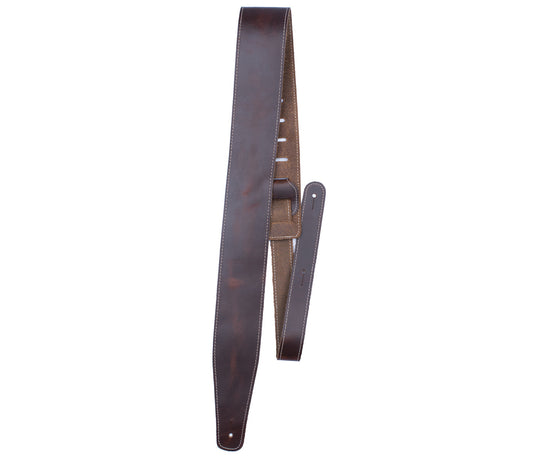 2.5 Brown Baseball Leather Guitar Strap