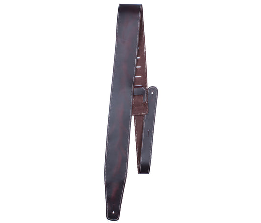 2.5 Wine Baseball Leather Guitar Strap