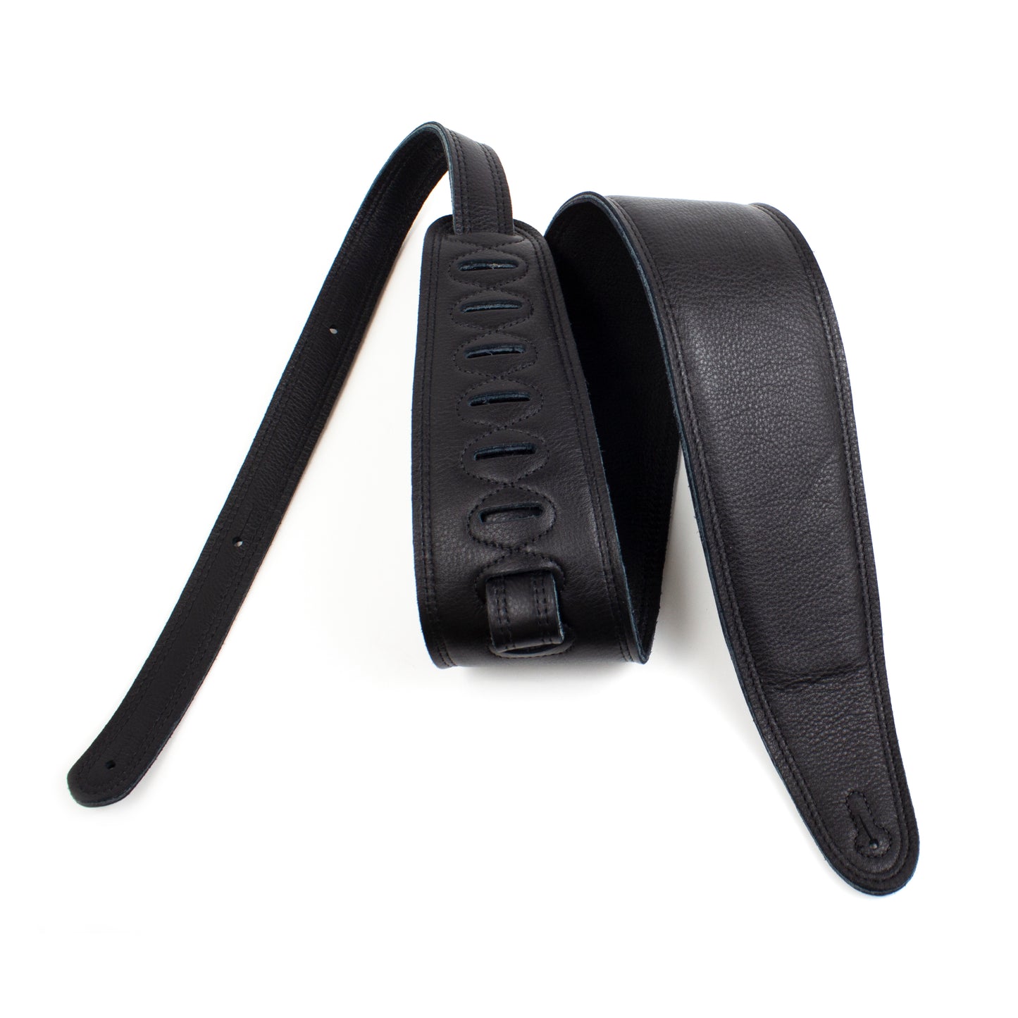 Black Padded Leather Guitar Strap