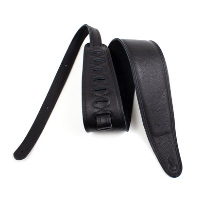 Black Padded Leather Guitar Strap