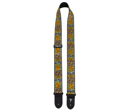 Multicolored Flower Pattern Jacquard Guitar Strap